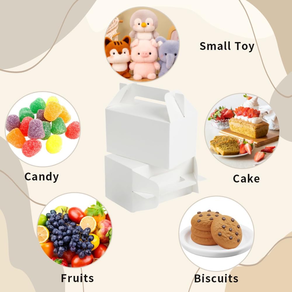 PEIQICHU 24 Pack White Gable Style Treat Boxes for Party Favors