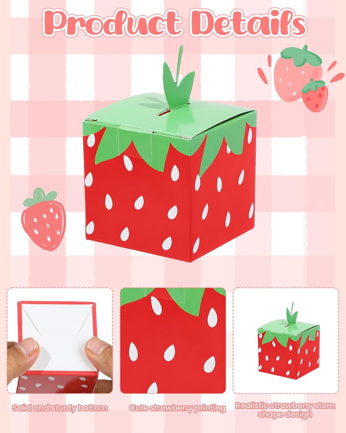 Liobelon 24 Pack Strawberry Themed Gift Boxes