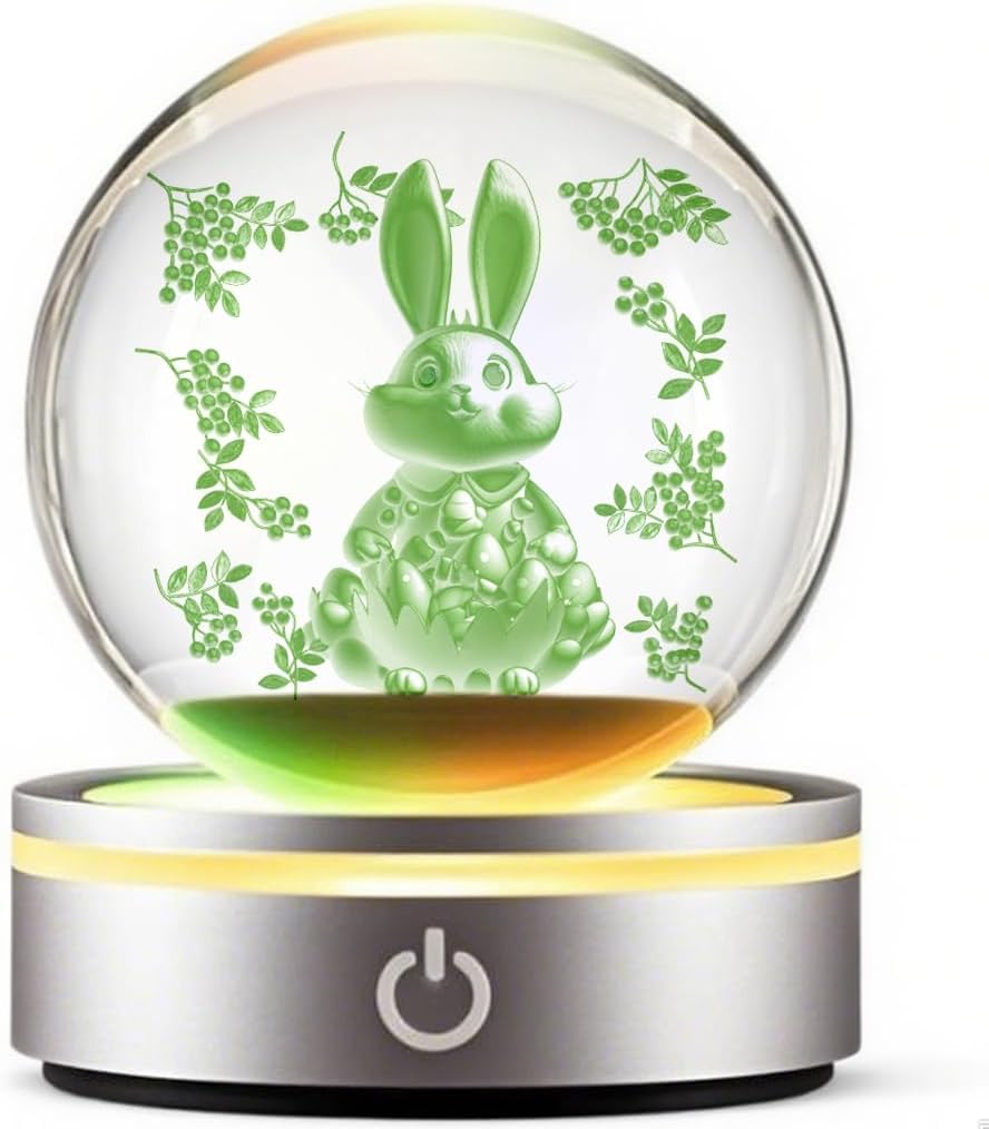 YummyCarrot 3D Bunny Crystal Ball LED Paperweight