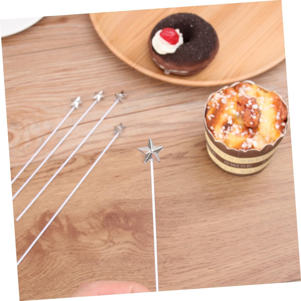 50pcs Silver Five-Pointed Star Cake Toppers