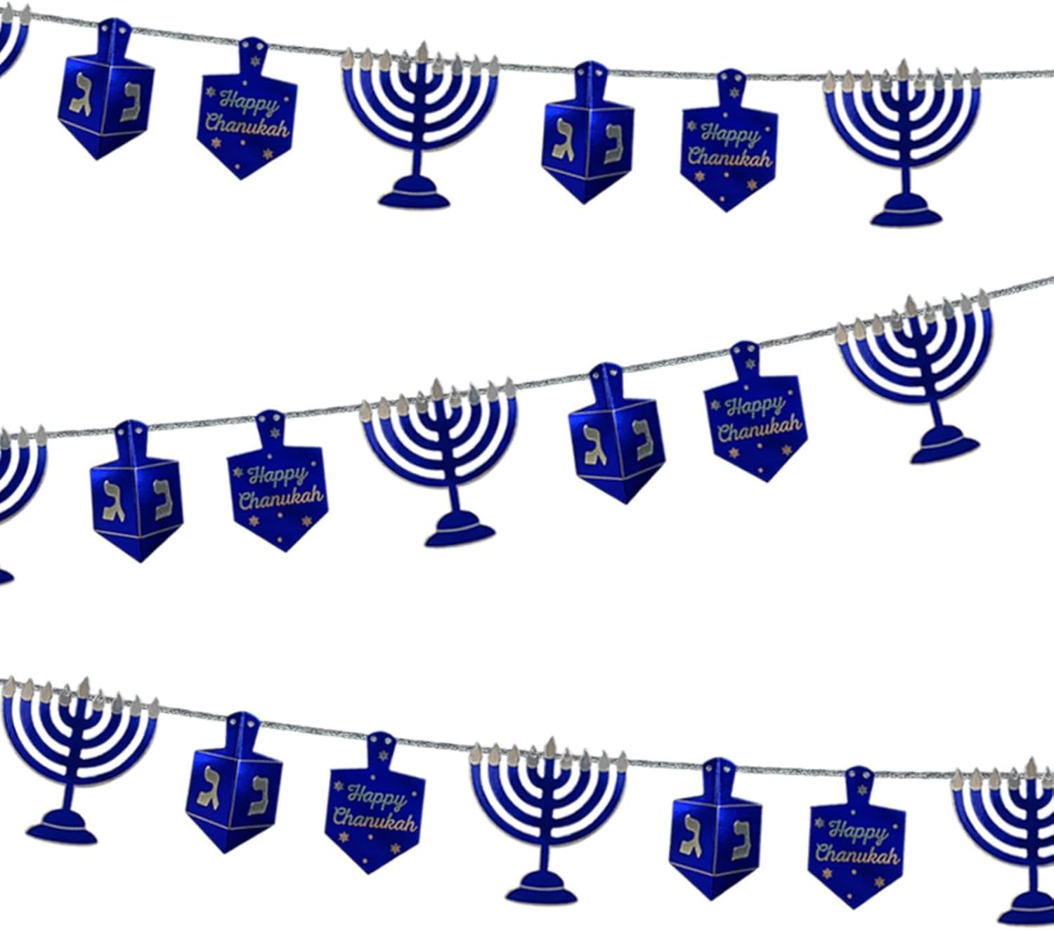 Rite Lite Hanukkah Garland Blue Silver Dreidel 9 Feet Long