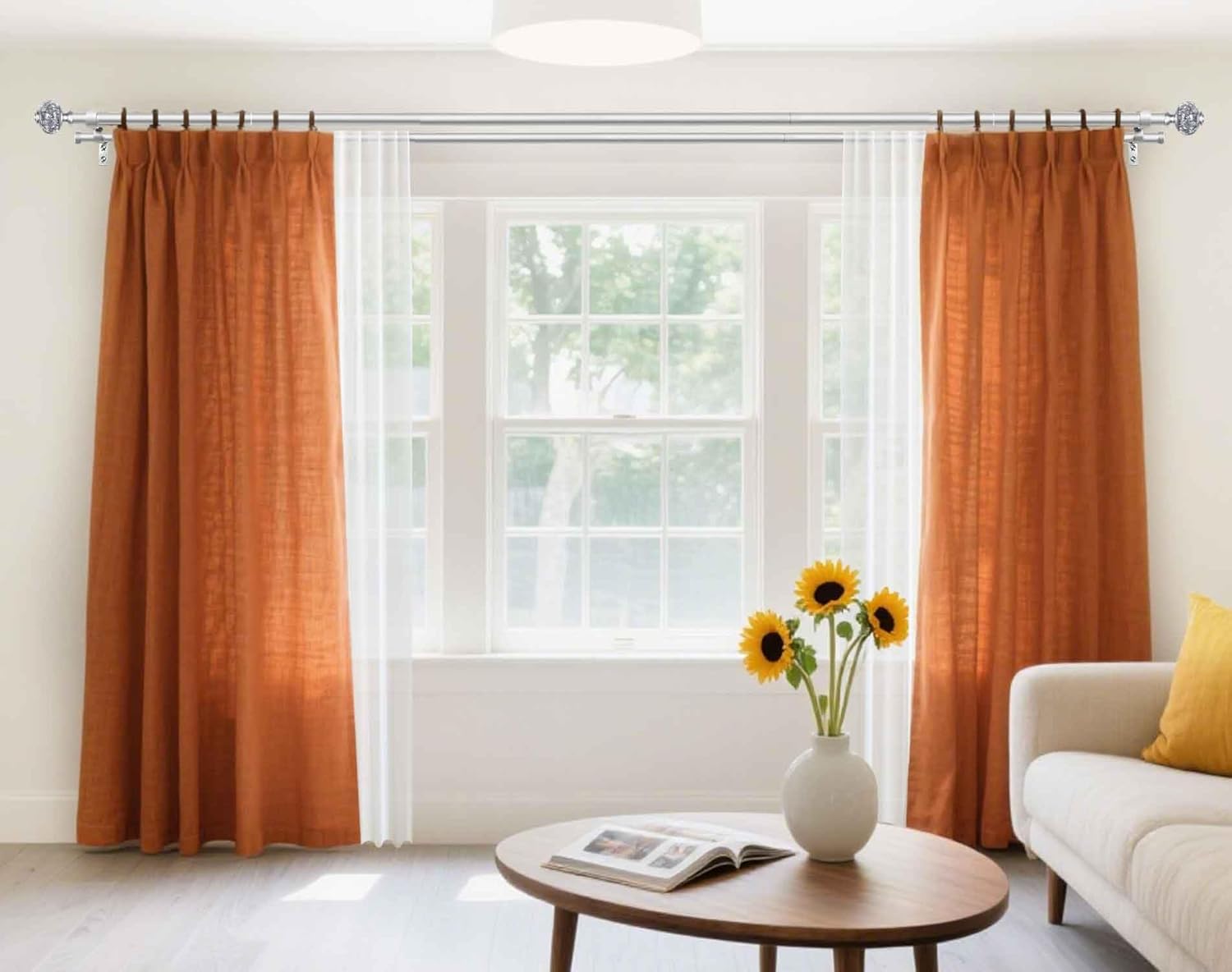USFOOK 1 Inch Double Curtain Rods 72-144 Inch