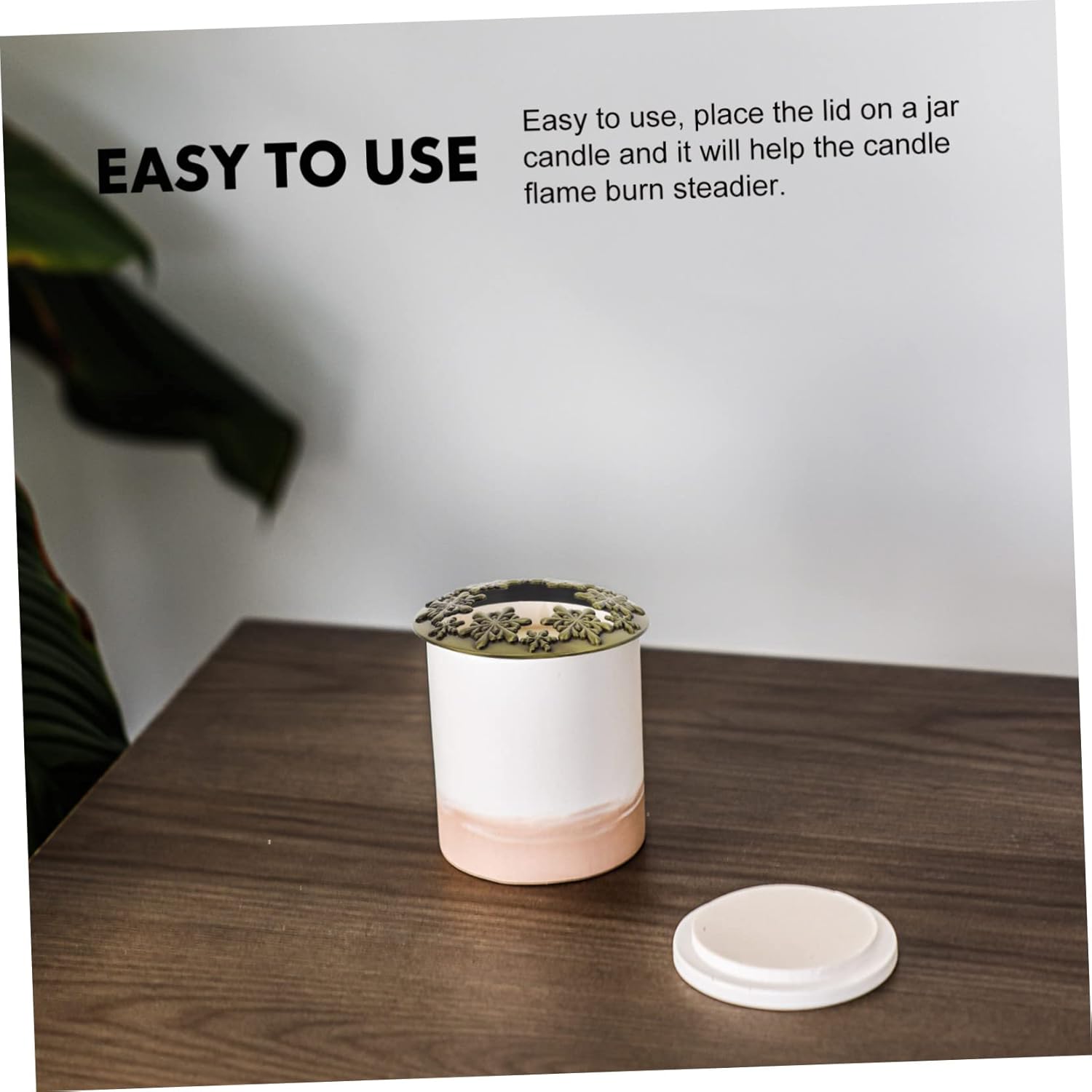 1pc Christmas Candle Cup Lid Zinc Alloy Jar Cover Snowflake Design Heat Gathering