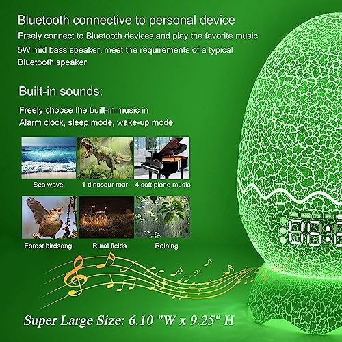 Unique Dragon Egg Digital Clock with Alarm and Bluetooth Speaker