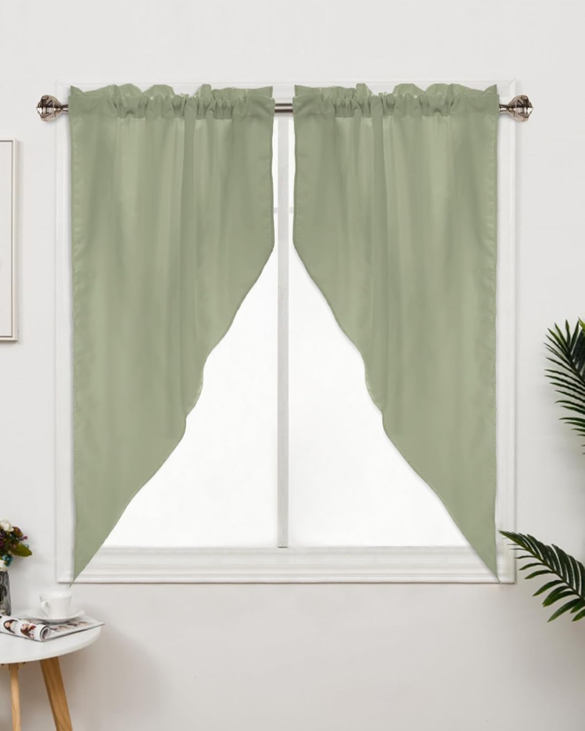Sage Green Swag Valance 2 Pack for Windows Rod Pocket 36x36 Inch
