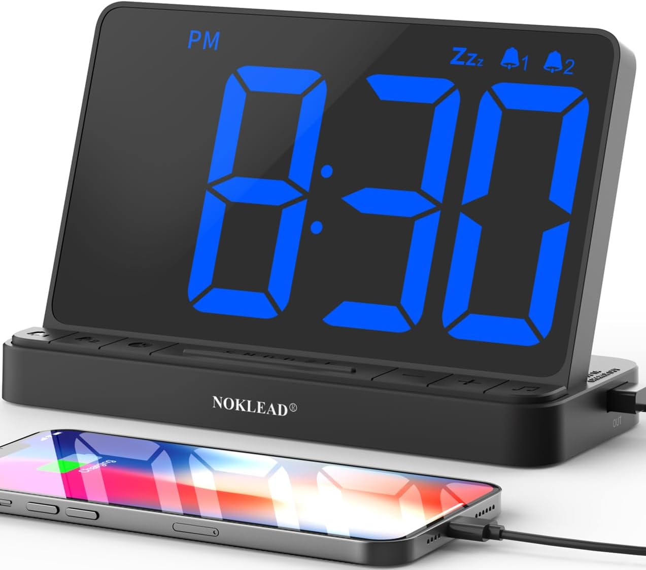 NOKLEAD Digital Alarm Clock for Bedroom with Large Display and 2 Alarms