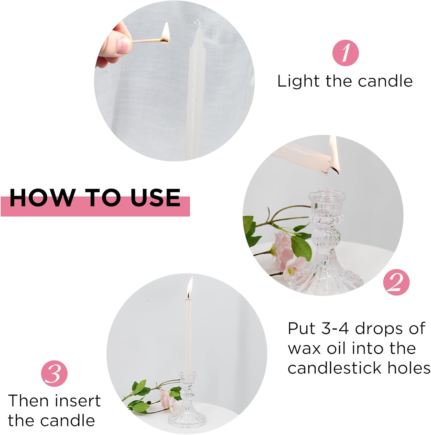 12 Pack Clear Taper Candlestick Holders for Home Decor