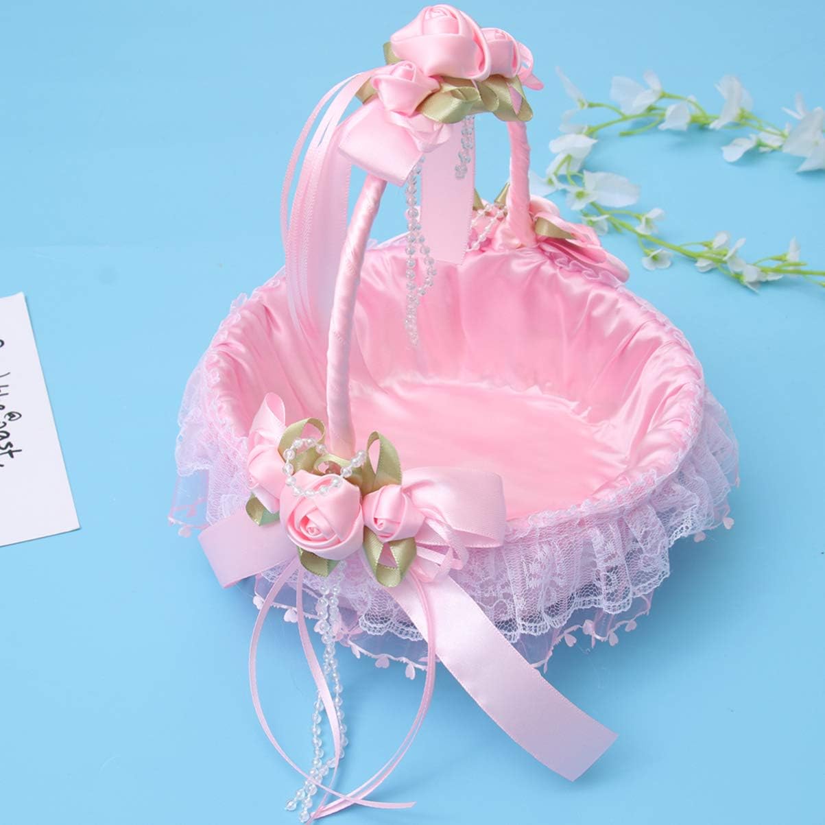 Amosfun Flower Girl Basket with Handle
