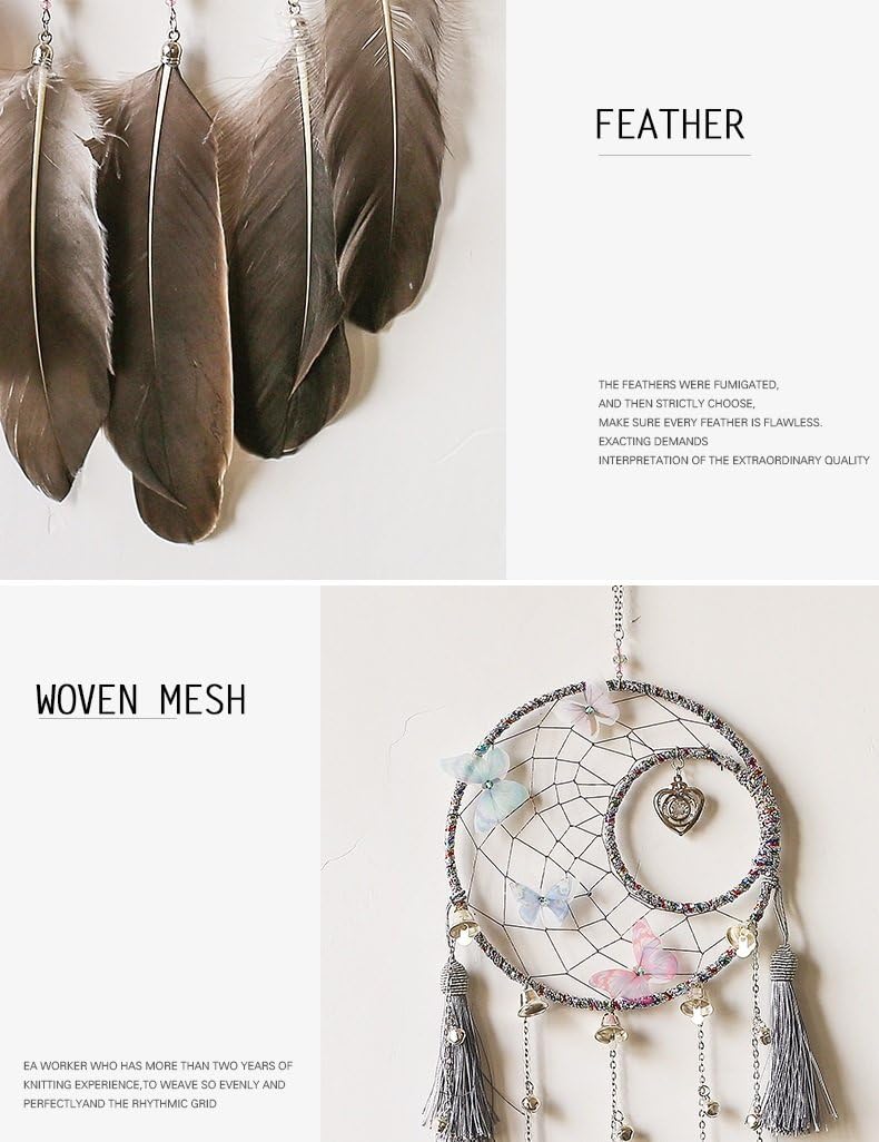 Handmade Antique Bells Heart Butterfly Moon Dreamcatcher Home Decor