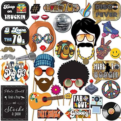 70s Photo Booth Props - 41 Piece Disco Kit