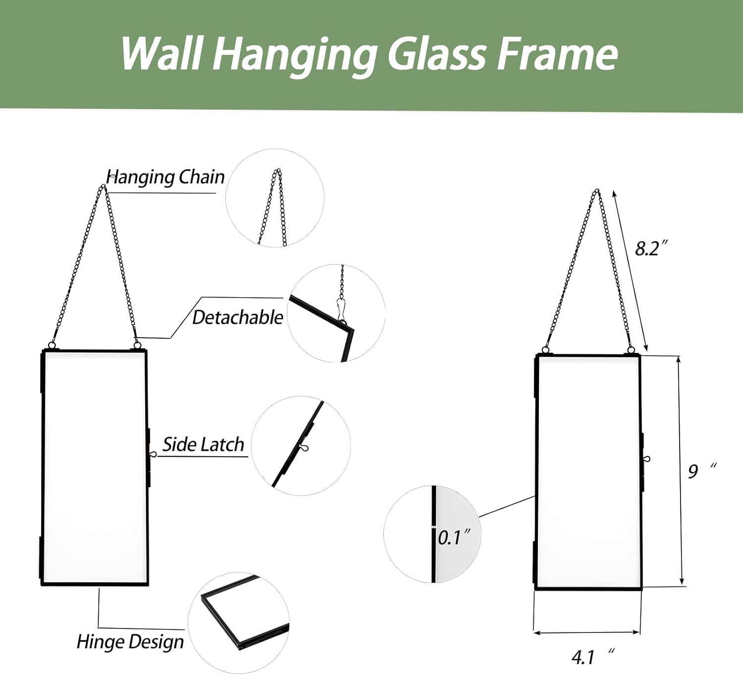 AihuaAili Hanging Pressed Flower Frame Black 41x9 Inches