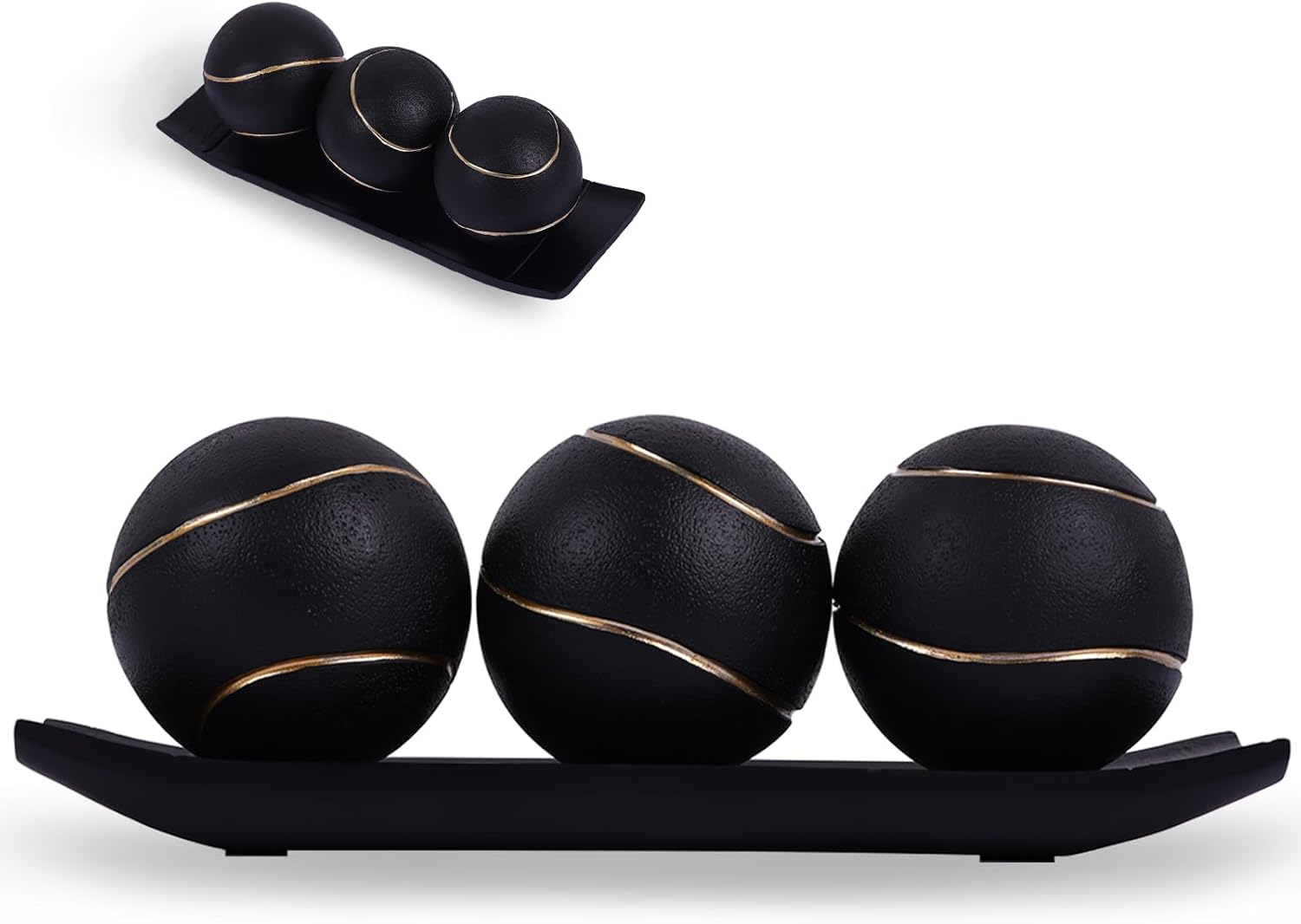 LCCCK Decorative Tray with Gold Orbs Set