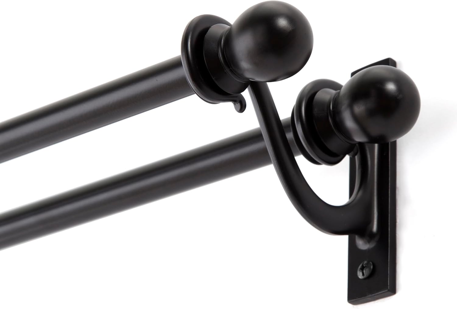 Kenney KN85000 Scroll Ball Window Double Curtain Rod Black 58 Diameter