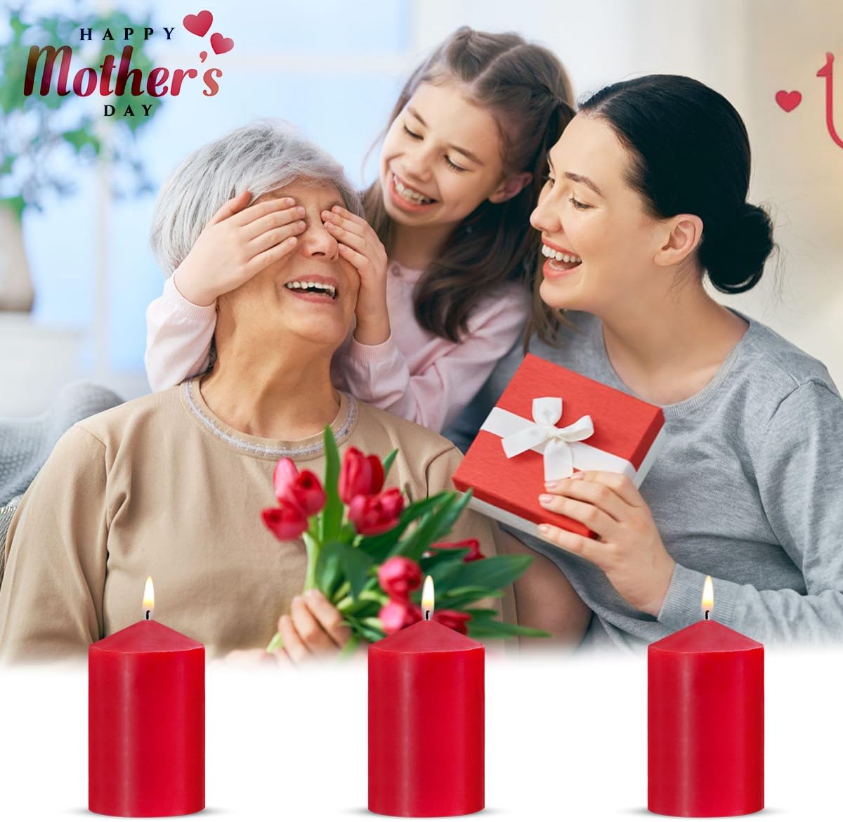 2x3 Inch Red Pillar Candles Set of 8 24 Hour Dripless