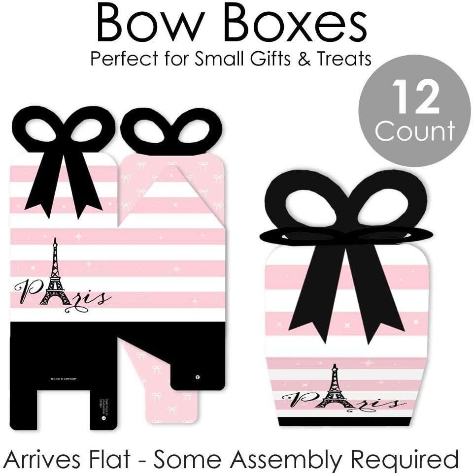 Big Dot of Happiness Paris Ooh La La Bow Boxes Set of 12