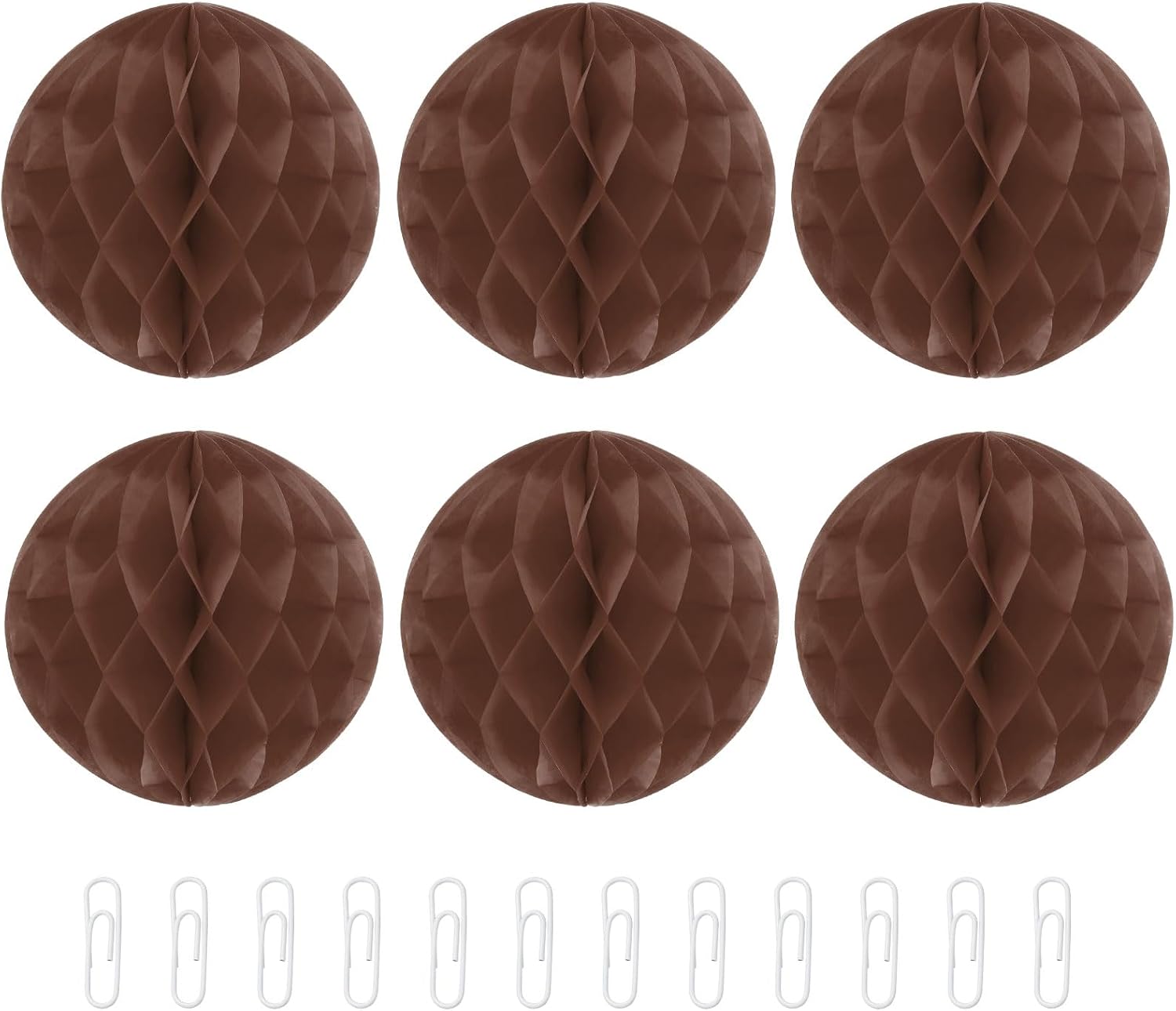 MECCANIXITY 8 Inch Brown Paper Pom Pom Flower Balls Pack of 6