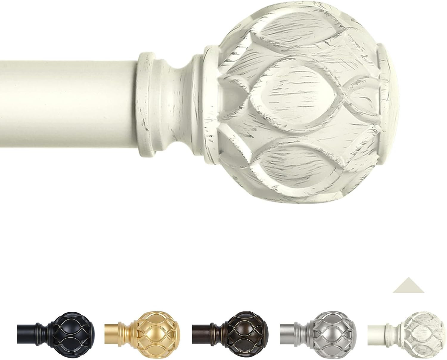 TANGWIN Antique White Farmhouse Curtain Rod Set
