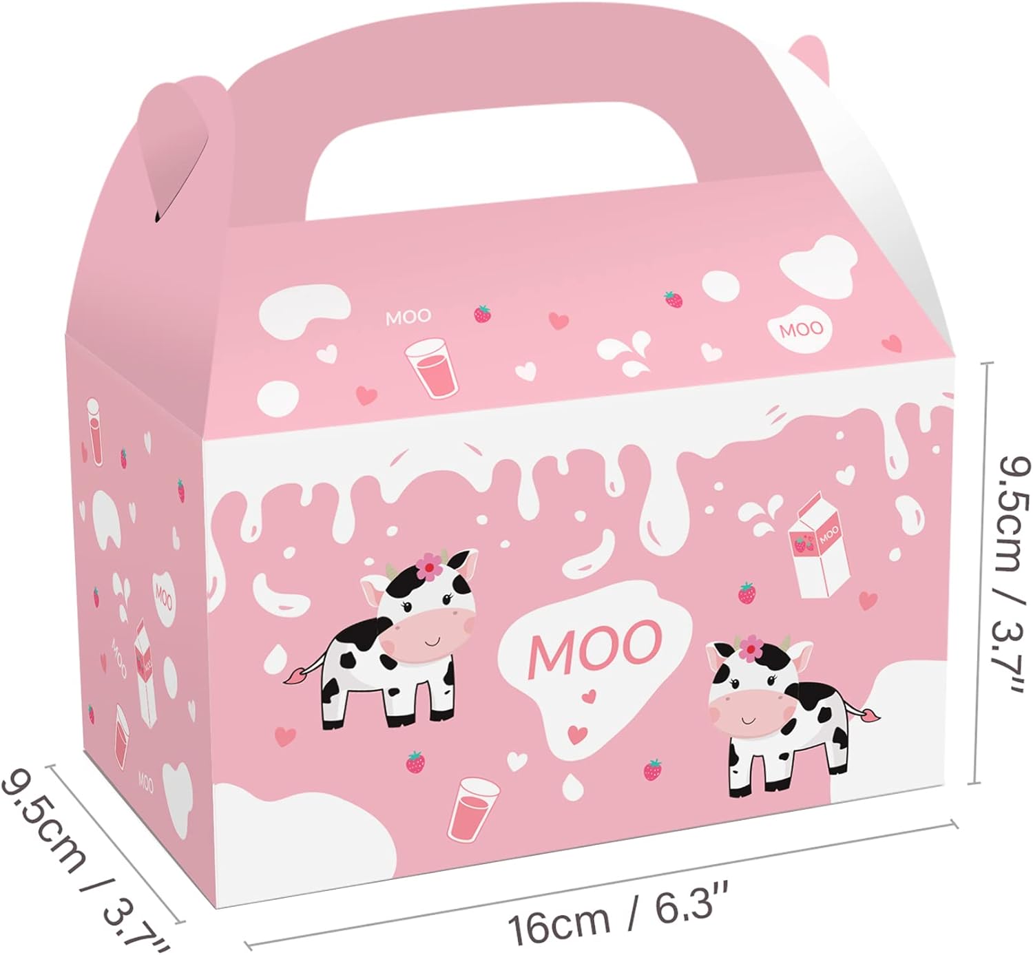 Farm Cow Treat Boxes 12 Pack Pink Gift Boxes for Birthday Parties