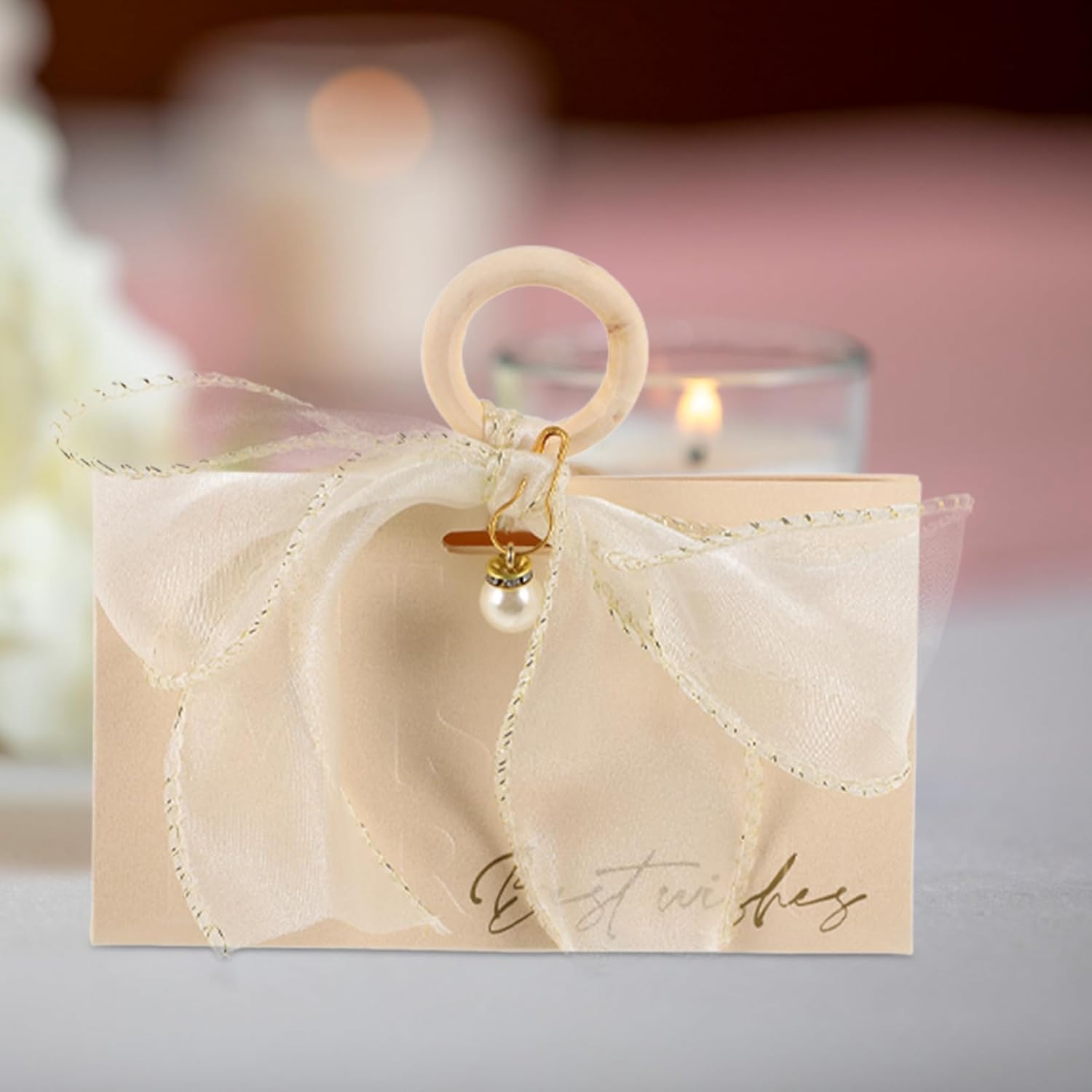 FRCOLOR 10pcs Wedding Candy Boxes with Handle and Ribbon