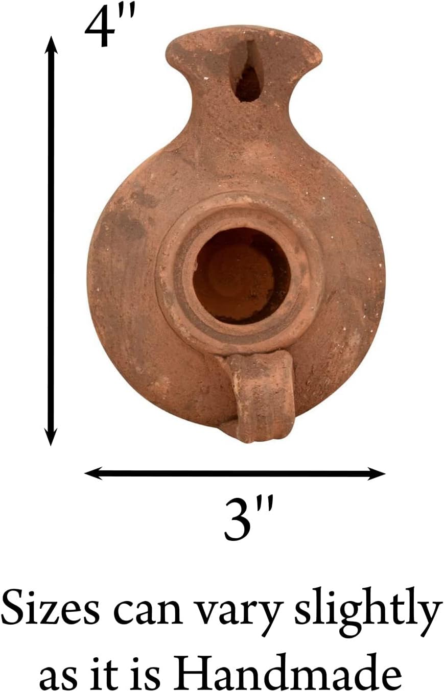 Herodian Biblical Oil Lamp with Handle - Handmade in Holy Land