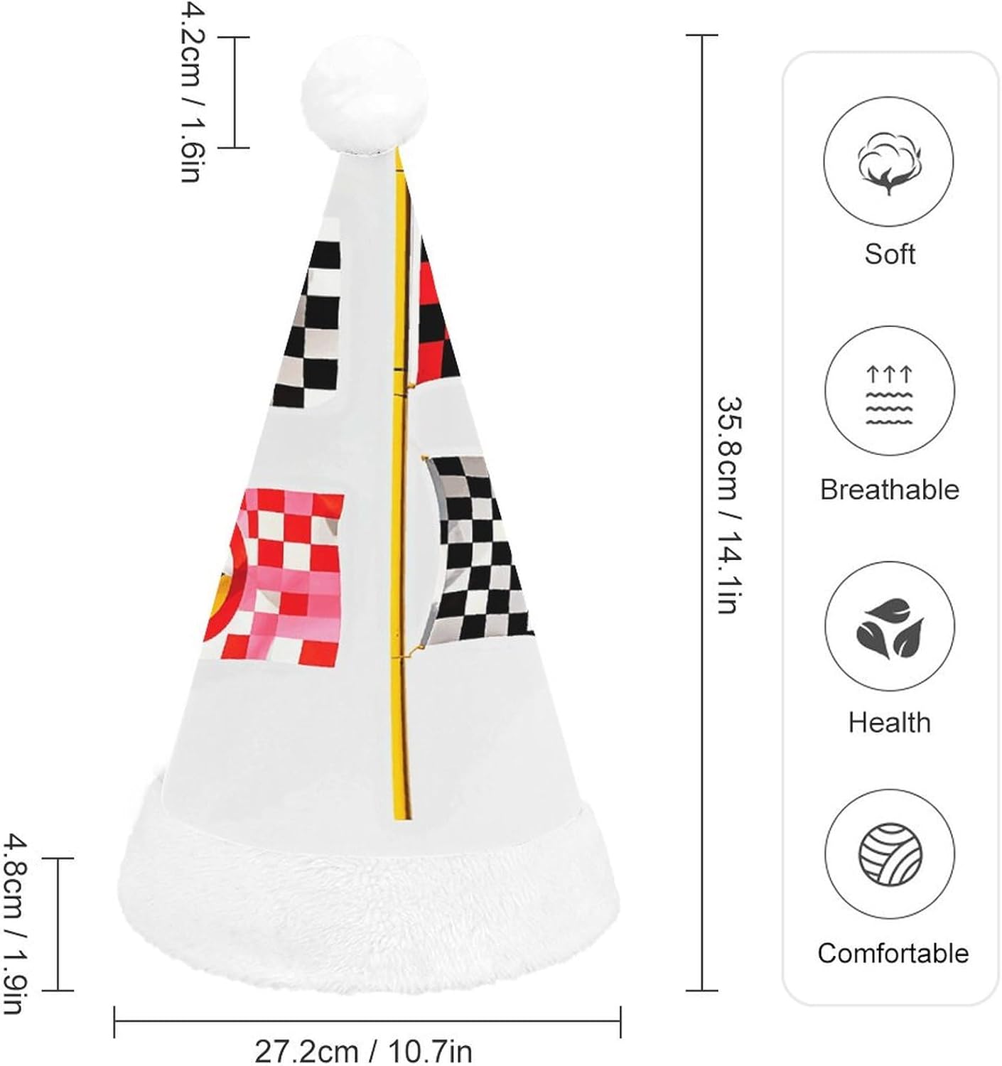 Santa Hat Checkered Flags Christmas Headwear Party Hat