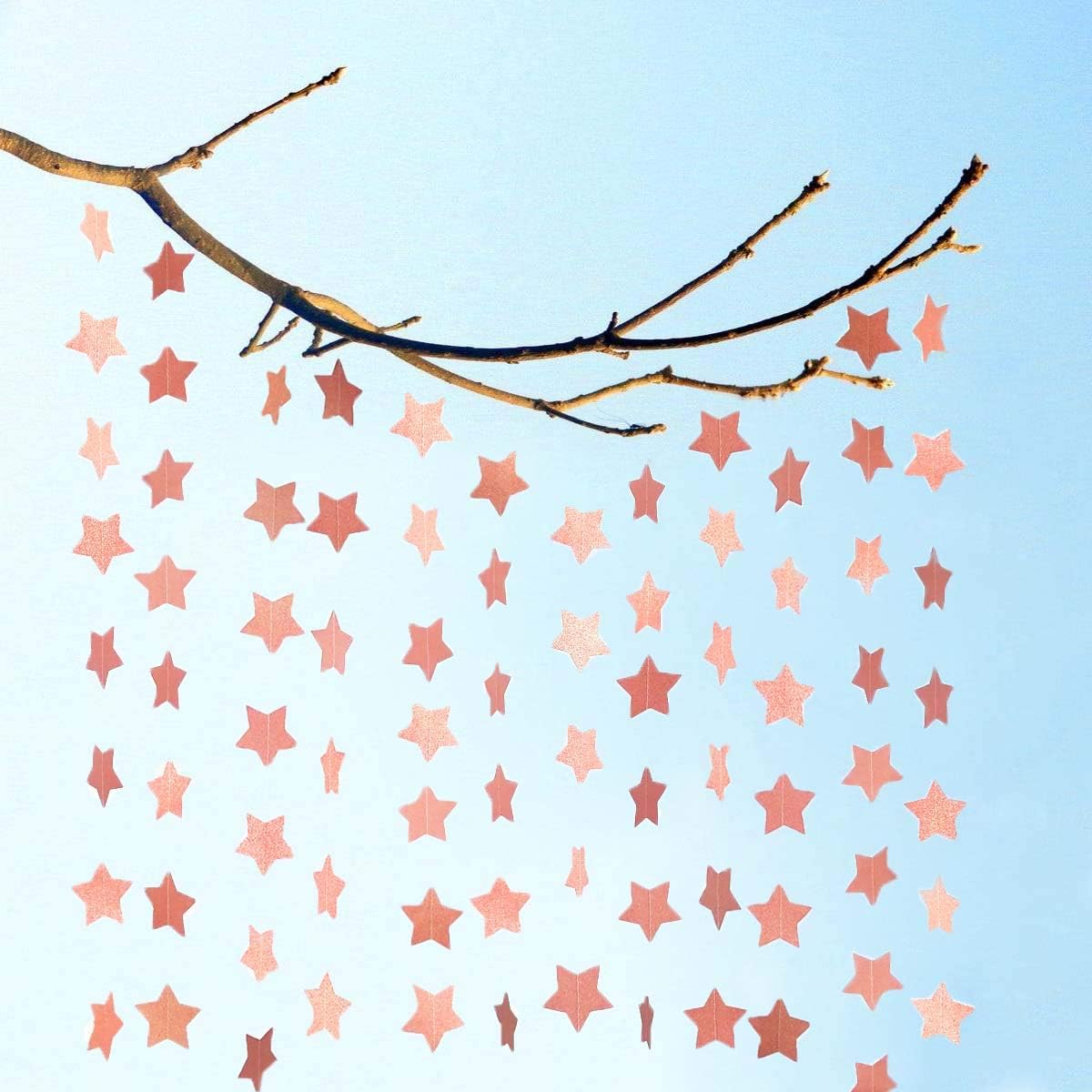 TTSAM 6 Pack Glitter Rose Gold Star Garland Decorations