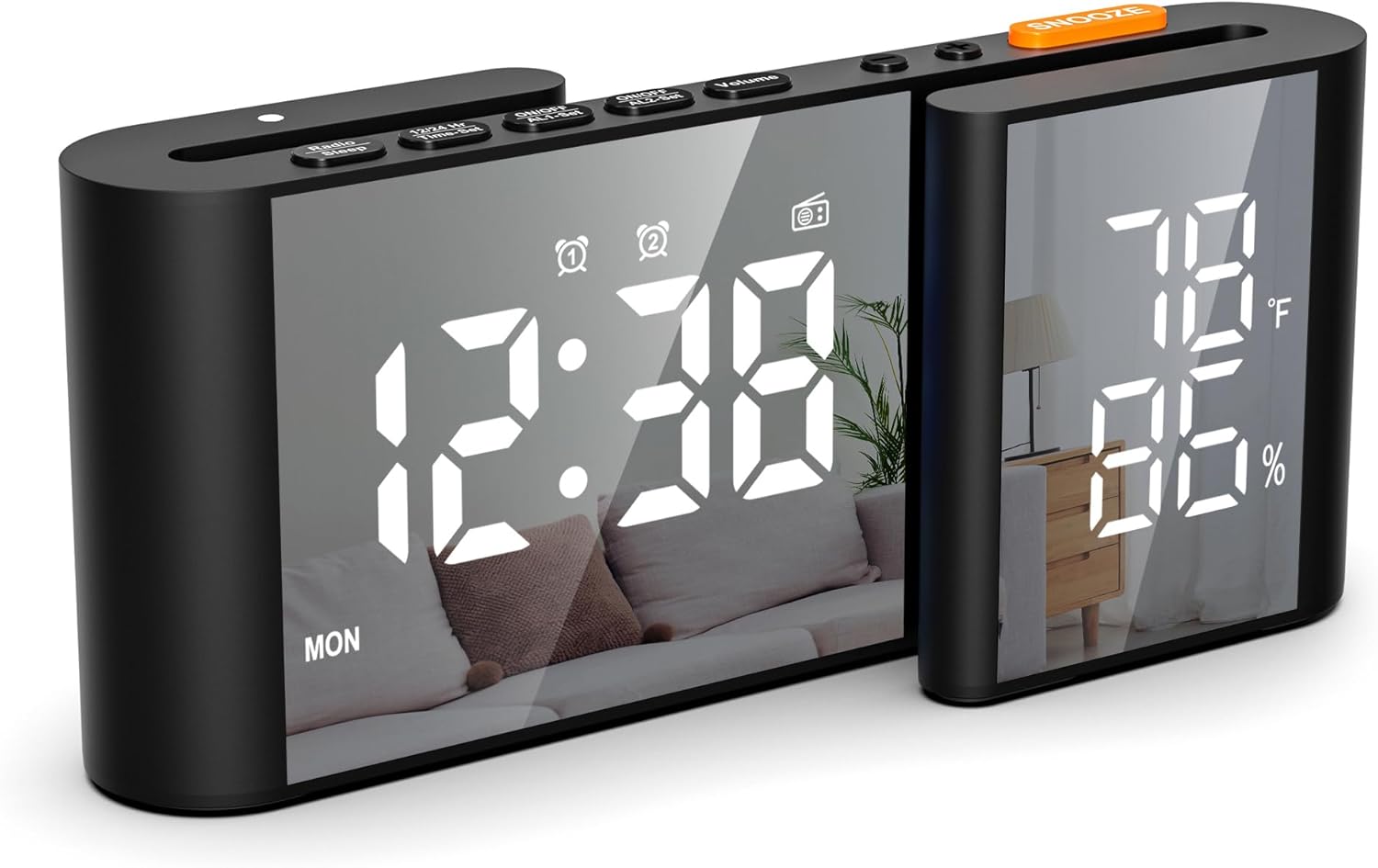 Vauno Dual Display Alarm Clock with FM Radio and Dimmer