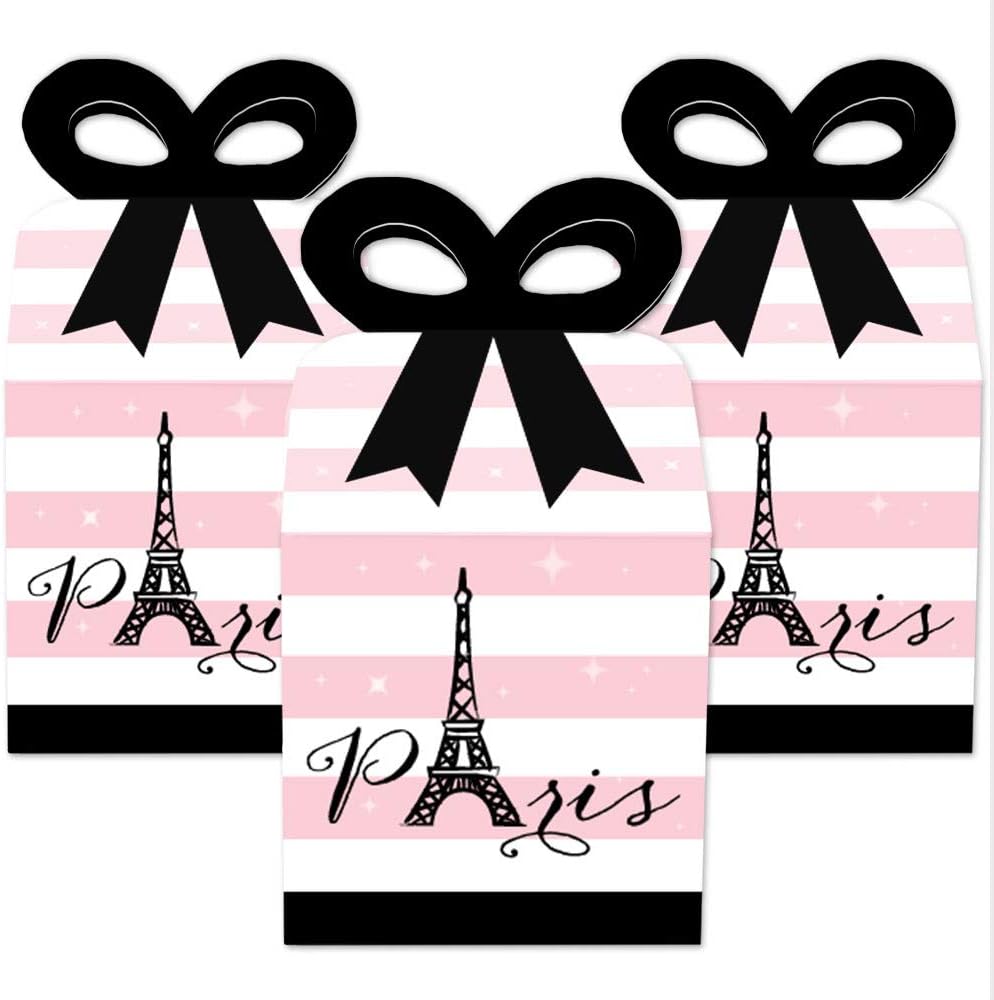 Big Dot of Happiness Paris Ooh La La Bow Boxes Set of 12