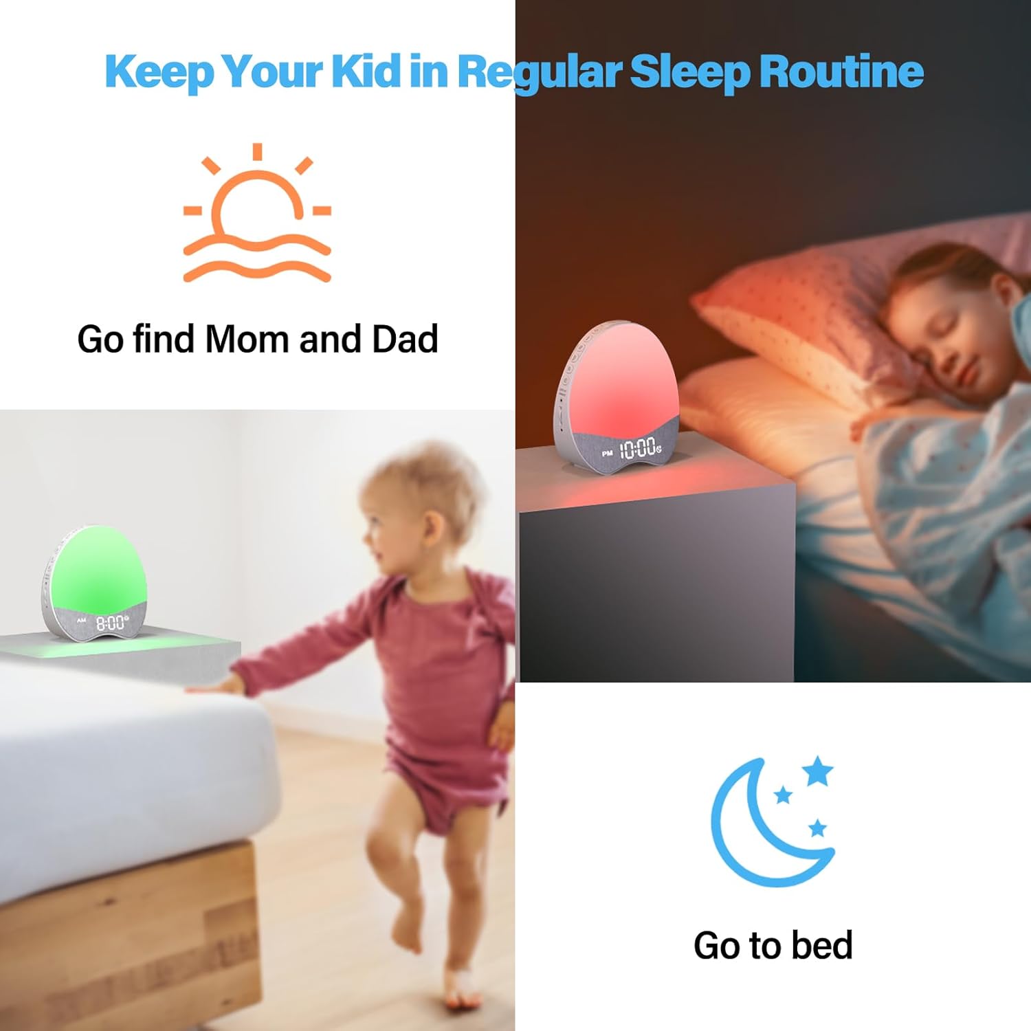 Welgo Kids Sleep Trainer Alarm Clock with Night Light