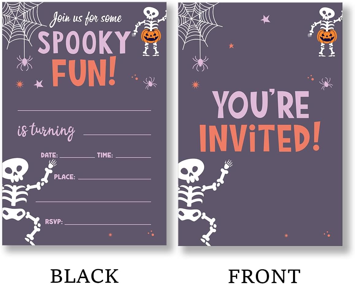 Halloween Birthday Party Invitations Set of 20 with Envelopes