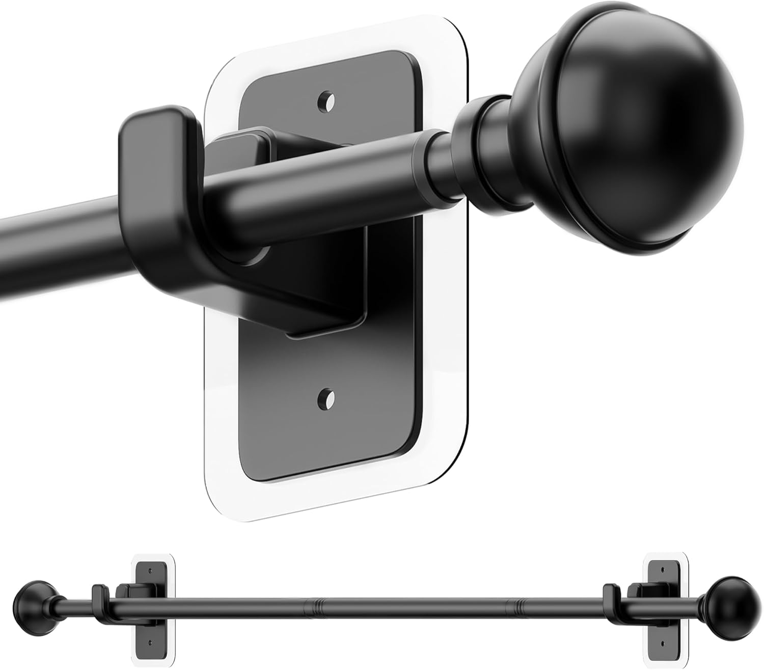 ENJOYBASICS No Drill Curtain Rods 28-47 Inches Black