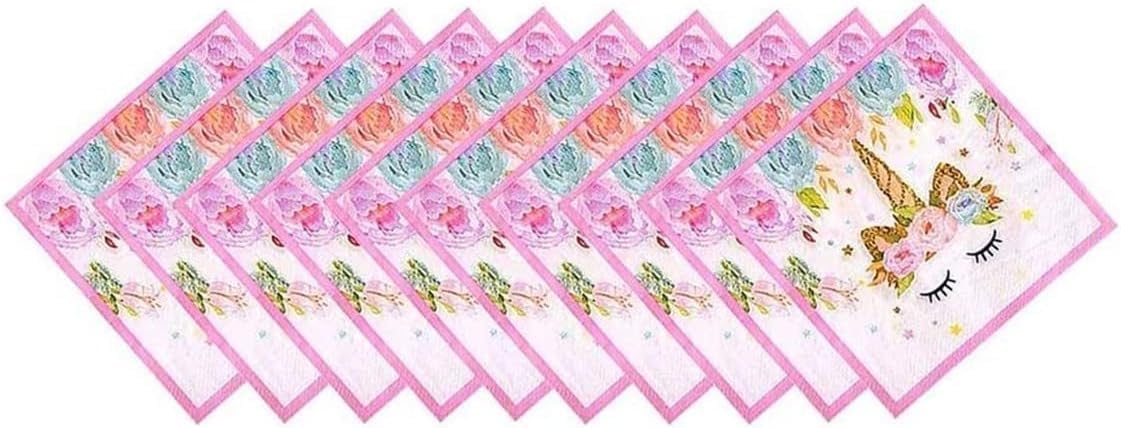 50 PCS Pink Unicorn Napkins for Girls Party