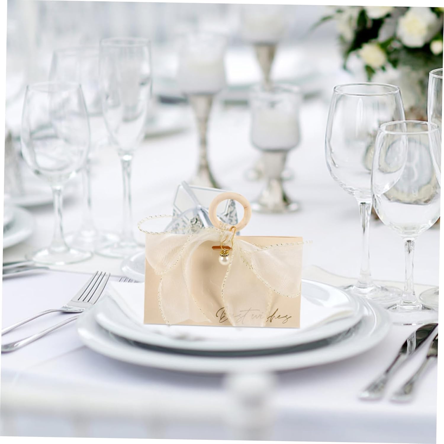 Minkissy 10pcs Wedding Favor Boxes with Handle and Ribbon