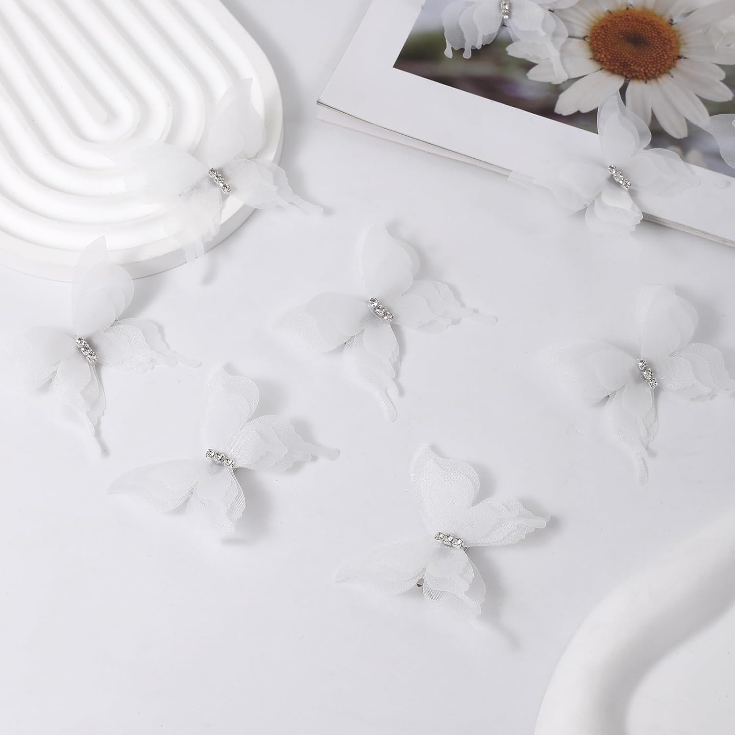 SUQ I OME 12PCS White Butterfly Curtain Decorations