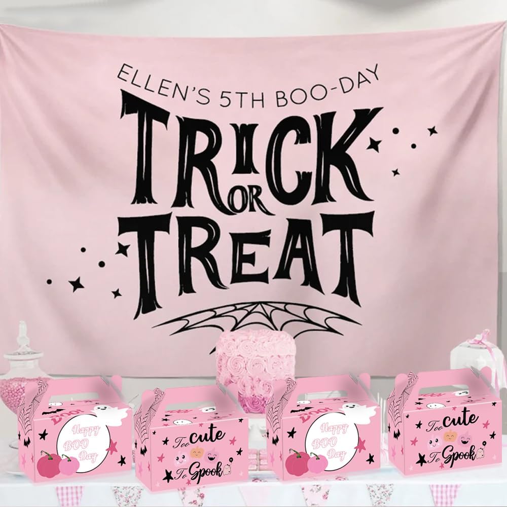 AYDILOUP 16 Pcs Halloween Party Favors Boxes Pink Boo Theme Gift Bags