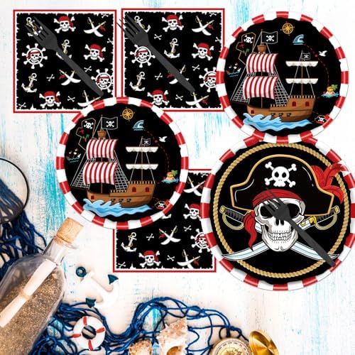 Gameza Pirate Party Tableware Decorations 96PCS Set
