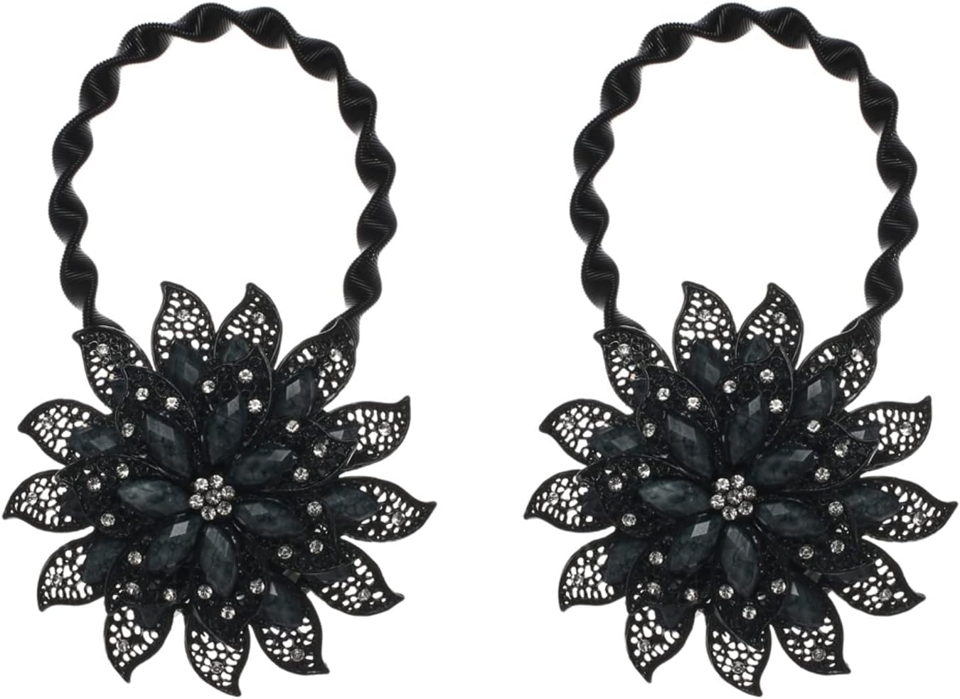 SUQ I OME Luxury Crystal Curtain Tieback with Magnetic Clip 2PCS Black
