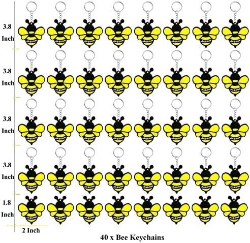 40 Pack Bumble Bee Keyring Party Favor Gift
