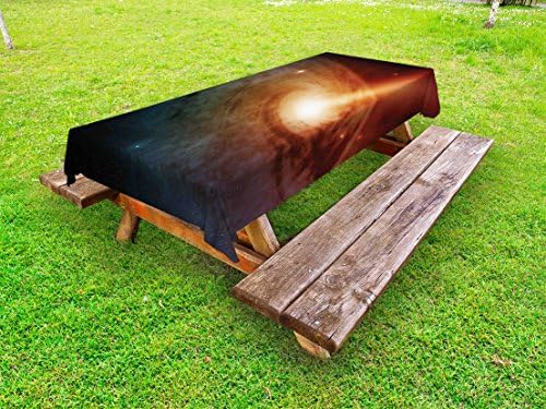 Lunarable Spiral Galaxy Tablecloth 58 X 120 Dark Orange Yellow