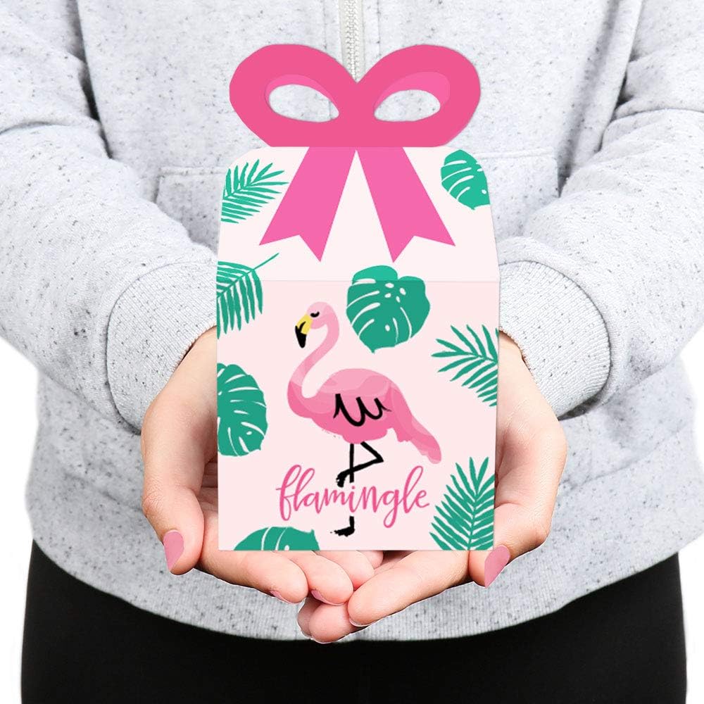 Big Dot of Happiness Pink Flamingo Party Bow Boxes Set of 12