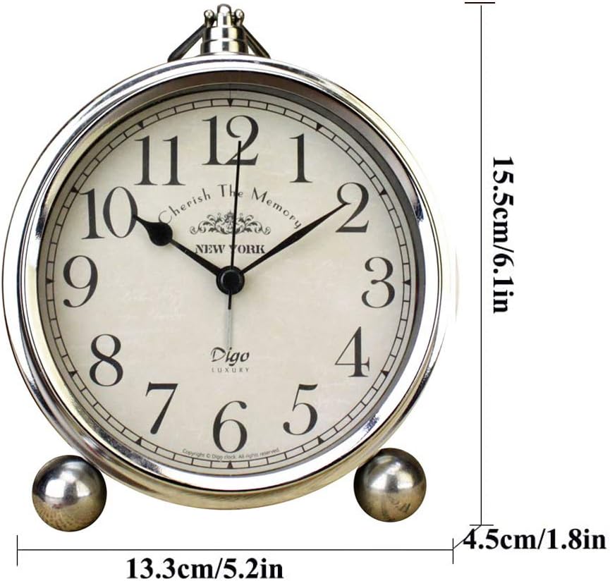 JUSTUP Vintage Table Clock Silver