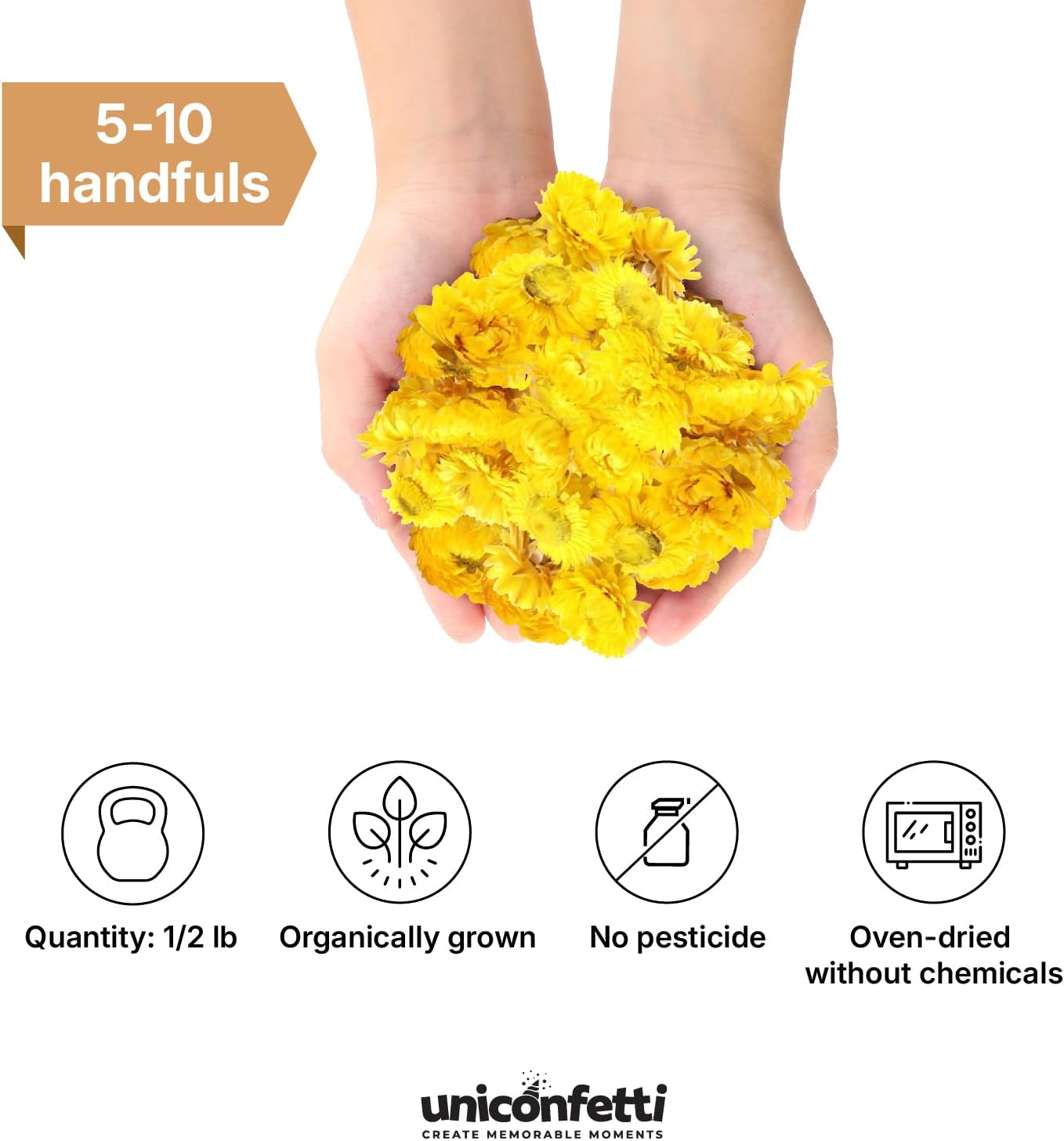 Dried Yellow Straw Daisy Biodegradable Confetti - 8oz Boxed