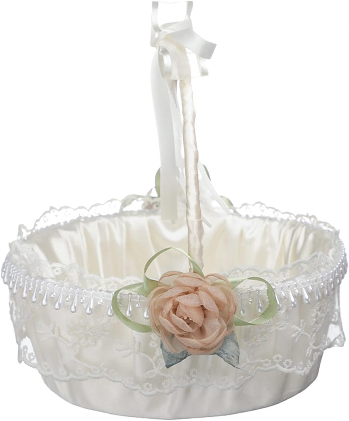 IUIBMI Ivory Wedding Flower Girl Baskets Set of 2 with Swingable Handle
