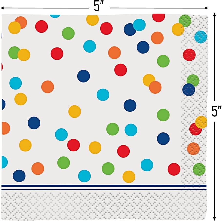 Vibrant Rainbow Polka Dots Beverage Napkins Pack of 16