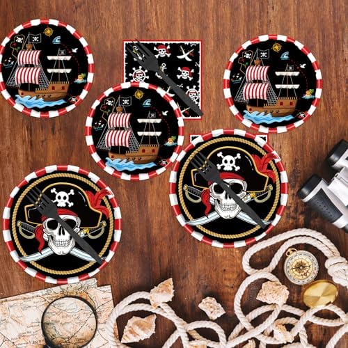Gameza Pirate Party Tableware Decorations 96PCS Set