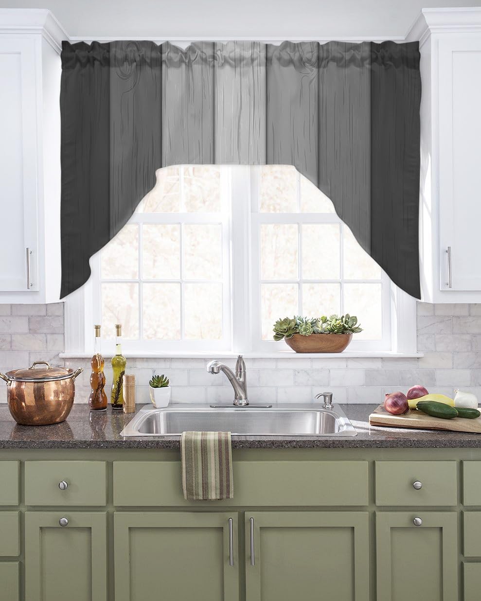 Farmhouse Swag Curtain Valance for Kitchen and Living Room