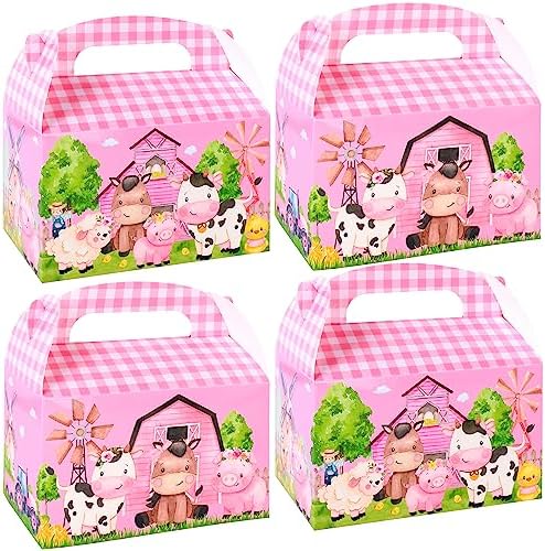 24Pcs Farm Animals Gable Boxes Party Favors