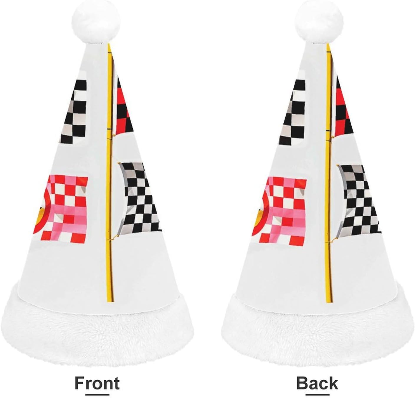 Santa Hat Checkered Flags Christmas Headwear Party Hat