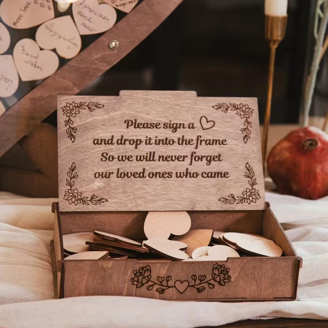 Wooden Heart Guest Book Acrylic Wedding Decor
