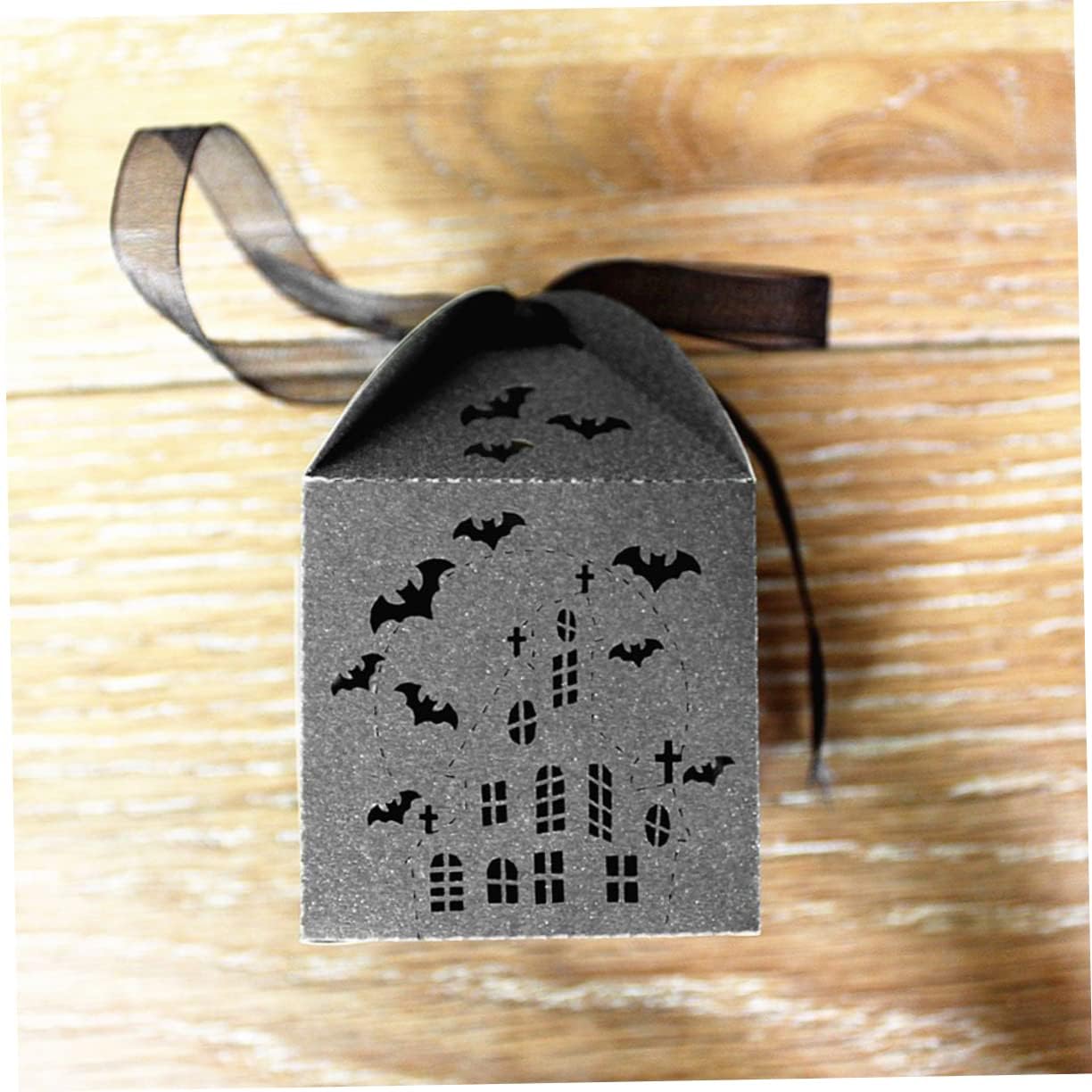 Hemoton Iridescent Paper Halloween Candy Box with Bat Design